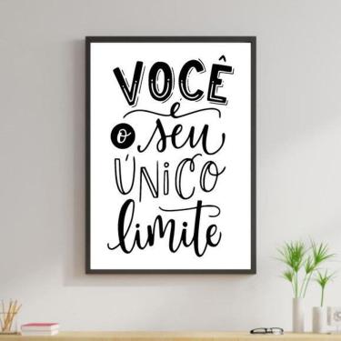 Imagem de Quadro Decorativo Você É Seu Único Limite Branco 34X23Cm Moldura Branca