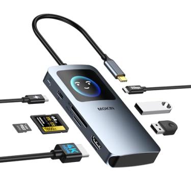 Imagem de MOKiN Hub USB C 7 em 1, estação de ancoragem de LED inteligente 4K a 60Hz com HDMI, PD 100W, 2 USB A 3.0, USB C 3.0, leitor de cartão SD/TF, adaptador de monitor para MacBook/Dell/HP/Lenovo