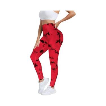 Imagem de Calças De Yoga Femininas De Cintura Alta Com Estampa Tie-Dye, Leggings