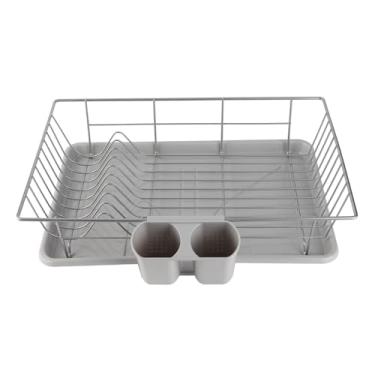 Imagem de GLOGLOW Rack de Secagem Rack de Pratos de Metal Com Bandeja Coletora Integrada, Escorredor de Pratos de Aço Revestido, 48x30x11cm, de Pauzinhos Removível No Banheiro