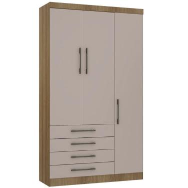 Imagem de Guarda Roupa Modulado 132cm 3 Portas E 4 Gavetas Paris Luciane Móveis Avelã Pf Com Cinammon Pf