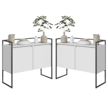 Imagem de Jogo 2 Aparador Industrial 2 Portas Branco Preto