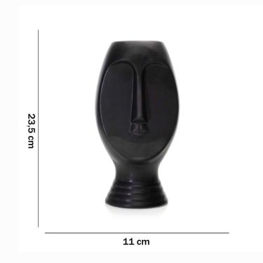 Imagem de Vaso Rosto Em Cerâmica Preto 23,5x11cm