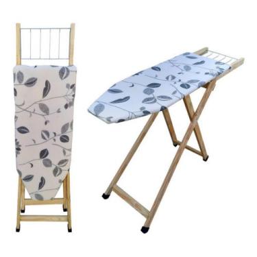 Imagem de Tábua De Passar Roupas Com Pés Dobráveis De Madeira 2 Níveis de Altura