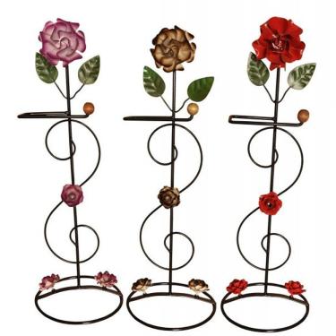 Imagem de Porta Papel Higiênico Banheiro Flores Ferro 3 Un 60 Cm Cada