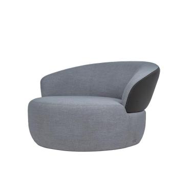 Imagem de Poltrona Orquídea Base Giratória Em Aço Carbono E Costas Revestida De Couro Sintético Veludo Cinza