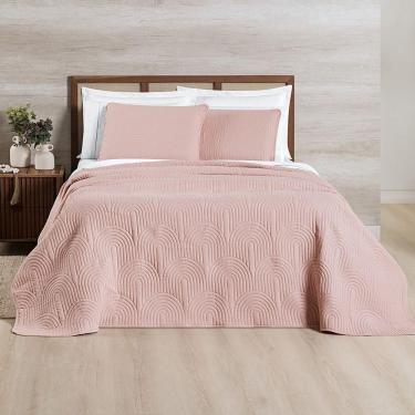Imagem de Cobre Leito Arcos 200 Fios Casal Padrão 03 Peças 100% Poliéster - Sal Rosa