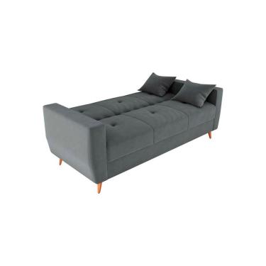 Imagem de Sofá Cama Casal Premium 3 Lugares Com Baú 2,08 Larg Pamela Matrix Veludo Cinza