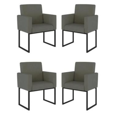 Imagem de Kit 04 Cadeiras Poltrona Decorativa para Sala Quarto Preto - Balaqui D