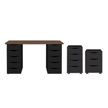 Imagem de Conjunto Escritório Completo Hagen Nogal Preto