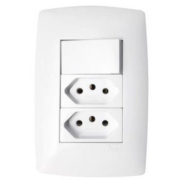 Imagem de Cj Simples + Tomada Dupla 20A 4X2- Blux Home Branco
