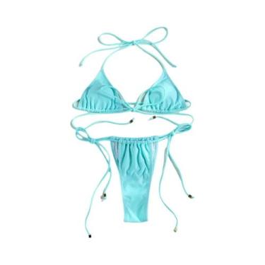 Imagem de Conjunto De Biquíni Sexy Com Estampa E Tiras Para Mulheres, Mini Biquí