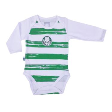 Imagem de Body Bebê Palmeiras Listras Manga Longa Oficial