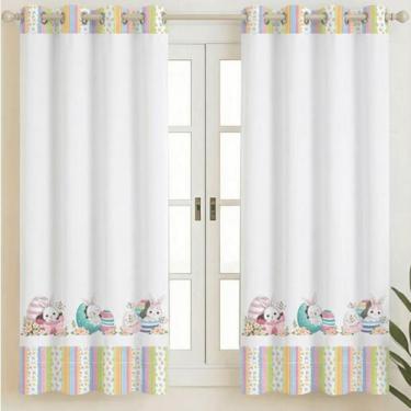 Imagem de Cortina 3 Metros Coleção Páscoa Estampada Decorativa Ideal para Sala A