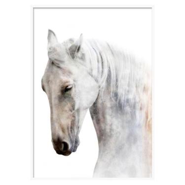 Imagem de Quadro Decorativo Cavalo Branco 77x57cm com Vidro e Moldura - Decorary
