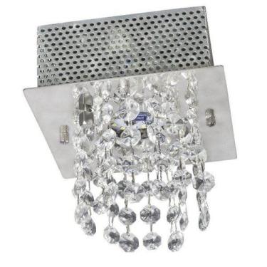 Imagem de Luminária Plafon Sobrepor de Cristais Quadrado Iguaçu 1 Lâmpada Bronze