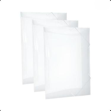 Imagem de Kit 10 Pastas A4 Classificadoras Finas Cristal Transparente Com Elásti