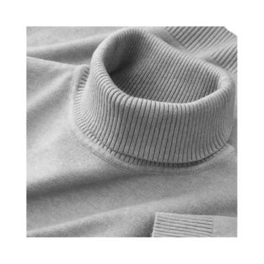 Imagem de Suéter Masculino De Gola Alta Para Outono/Inverno, Tricô Em Cor Sólida