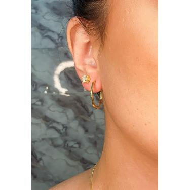 Imagem de Brinco Médio Pentágono Banhado em Ouro 18k