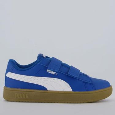 Imagem de Tênis Puma Rickie Classic V PS Infantil Azul e Branco, 33