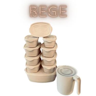 Imagem de Kit Pote de Plástico e Jarra Vasilhas 11 Peças, Organizadora Com Tampa