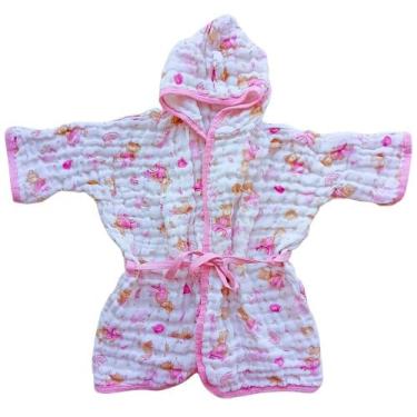Imagem de Roupão de Banho para Bebê com Capuz Algodão Soft para Praia e Piscina 