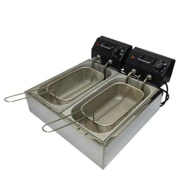 Imagem de Fritadeira Eletrica 6 Litros Dupla Cuba Inox Com Cesto Fryer Max, 220V