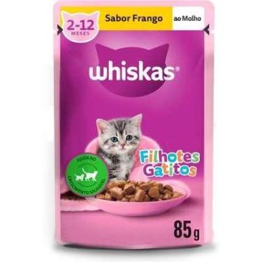 Imagem de Sachê Whiskas para gatos filhotes sabor frango ao molho 85g.
