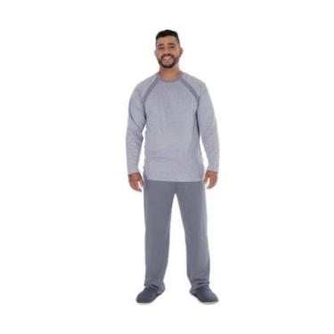 Imagem de Pijama De Frio Masculino Plus Size Roupa De Dormir Tecido Canelado Tamanhos Especiais Q...