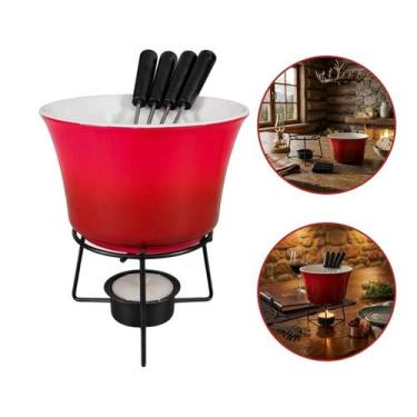 Imagem de Kit Conjunto Fondue 385ml 6 Peças Panela Em Cerâmica Garfos - Kadê