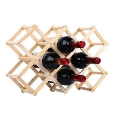 Imagem de Suporte Mini Adega Porta Vinhos Retrátil Madeira 10 Garrafas - Kadê