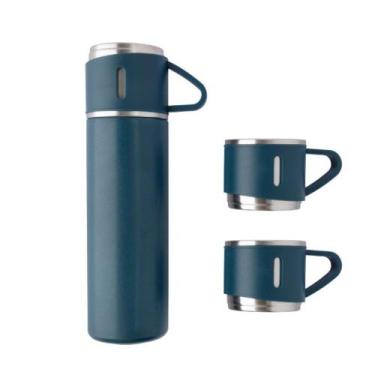 Imagem de Garrafa Térmica com 3 Canecas Tampas Acampar Viajar Café Cozinha 5803 