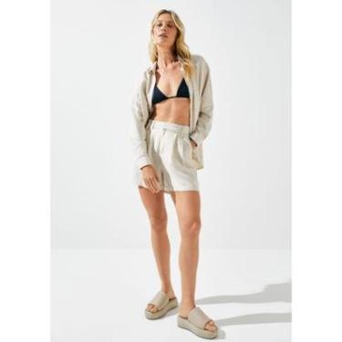 Imagem de Shorts Feminino De Alfaiataria Em Linho - Caqui 042-Feminino