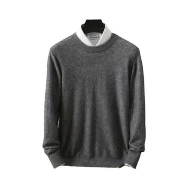 Imagem de Suéter Masculino De Tamanho Grande 100% Cashmere De Vison Puro, Gola R