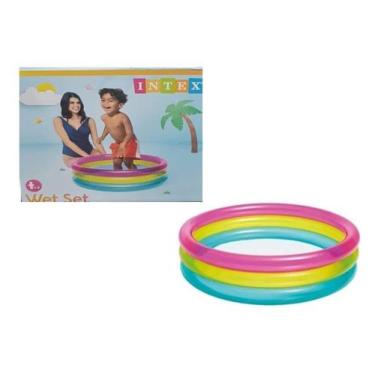 Imagem de Piscina Redonda Inflável Arco-Íris Infantil Bebês 63 litros - Intex, 1