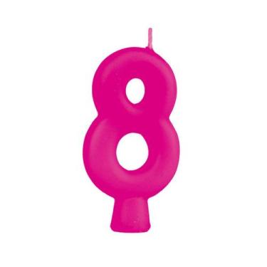 Imagem de Vela de Aniversário Numeral Solid Colors - Regina, Pink, 8