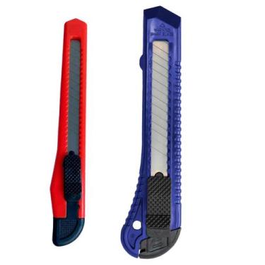 Imagem de Kit Estilete Plástico LARGO 18mm + ESTREITO 9mm Bazze CORES SORTIDAS B