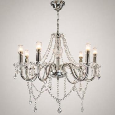Imagem de Lustre Candelabro 8 Braços Cristal K9 Bivolt Clássico 58cm - C1