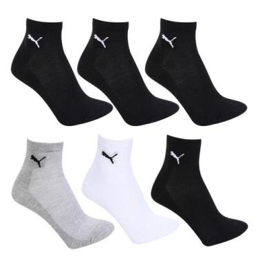 Imagem de Kit Meia Puma Cano Médio C/6 Pares Masculina, Preto, 39/43