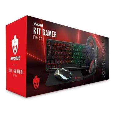 Imagem de Kit Gamer Evolut Eg-54 (teclado, Mouse, Mousepad E Headset ), Preto
