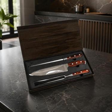 Imagem de Conjunto De Faca De Churrasco Inox 3 Peças Chaira Steel Mor
