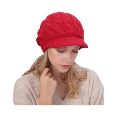 Imagem de Gorro De Lã Quente E Grosso Com Ponto Trançado, Pelúcia, Proteção Cont