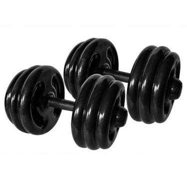Imagem de Kit Par Dumbell Emborrachado FitnessMusculação Academia 30Kg - Panela 