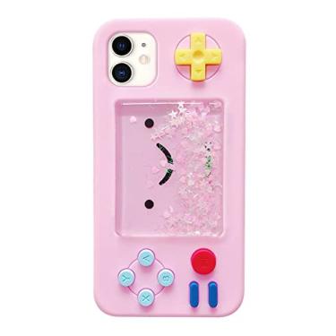 Imagem de UnnFiko Capa macia em formato de jogo de desenho animado 3D compatível com iPhone 12 Pro Max, capa protetora de borracha macia com estrelas líquidas criativas (rosa, iPhone 12 Pro Max)