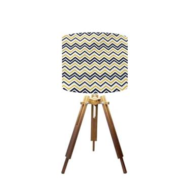 Imagem de Abajur Mesa Tripé Madeira 60cm Cores Estampadas -Md1001 Cúpula Ø30