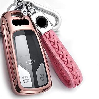 Imagem de YJADHU Porta-chaves do carro Porta-chaves remotas do carro, capa protetora, adequada para Audi A4L A4 B9 Q5 Q7 TT TTS TFSI A5 S5 8S 2016 2017 2019, B, rosa, chaveiro