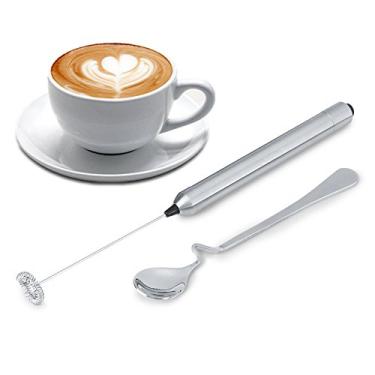 Imagem de Yosoo Electric Milk Frother Wand Foam Maker Mini Stirrer Stainless Steel Handheld Battery Operated Coffee Spoon Kitchen