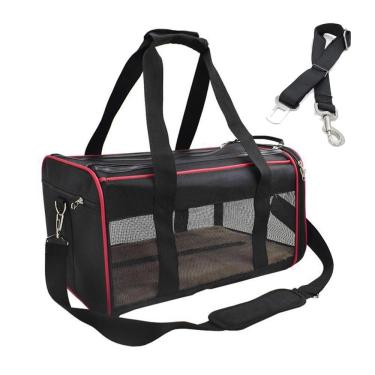 Imagem de Bolsa Pet Transporte Vemelho + Cinto De Segurança