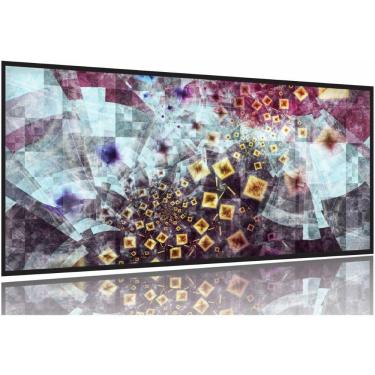 Imagem de Quadro Decorativo Abstrato Fractal Sala 130x60 Moldura Preta 2x2