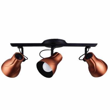 Imagem de Spot Sobrepor Trilho Direcionável Octa Plus Cobre 03 Lâmpadas E27 Bivolt Design Moderno Quarto/Sala Praia